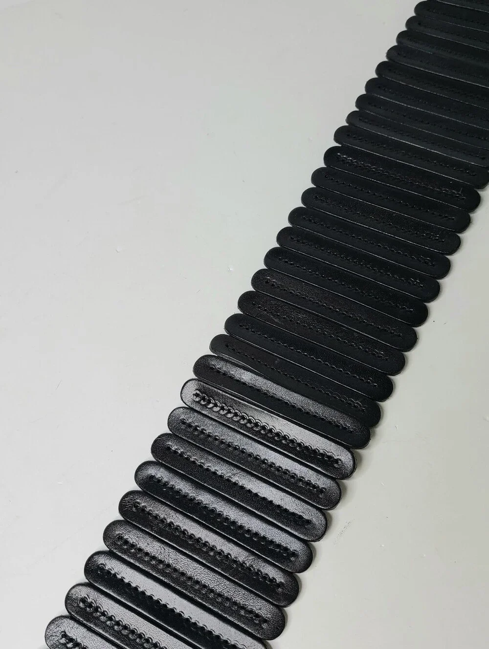 Anthropologie Tabitha Black Genuine Leather Wide Stretch Belt